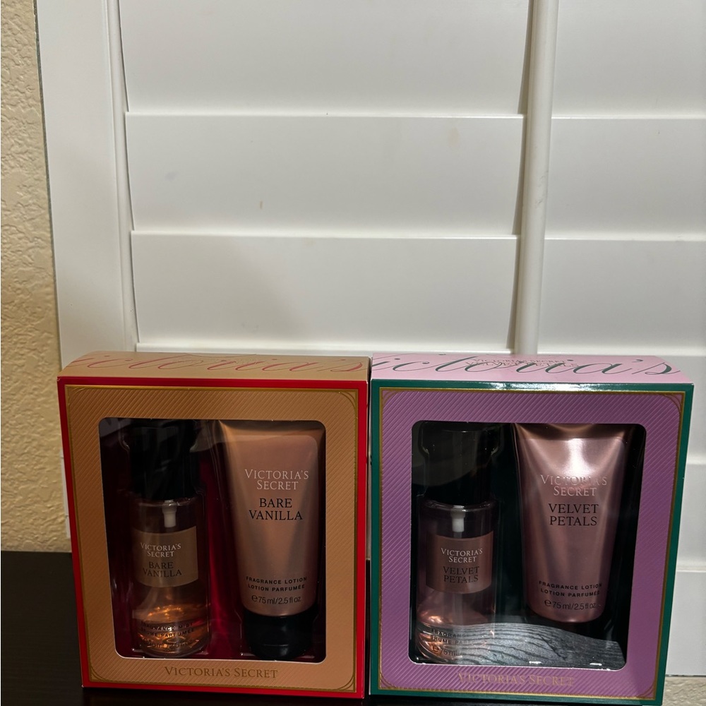 2 Victoria's Secret Bare Vanilla & Velvet Petals Body mist & cream Set NEW